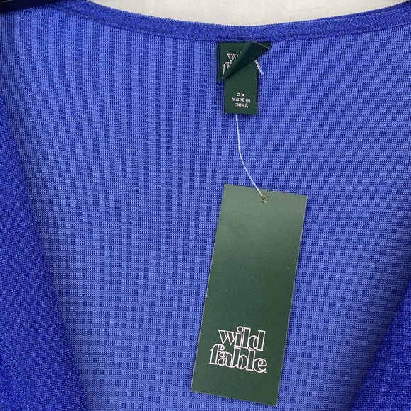 Wild Fable Juniors Size 3X Cut Out Bodycon Dress Long Sleeve Lapis Blue Lurex - Picture 5 of 8